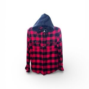 Cactus Man Red and Black Flannel Shirt w/hood